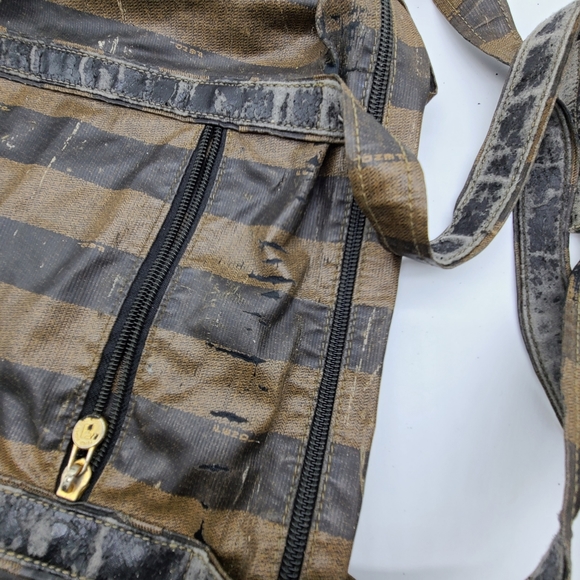 Fendi authentic coated canvas tobacco stripe EXTREME WEAR bag - Picture 7 of 15